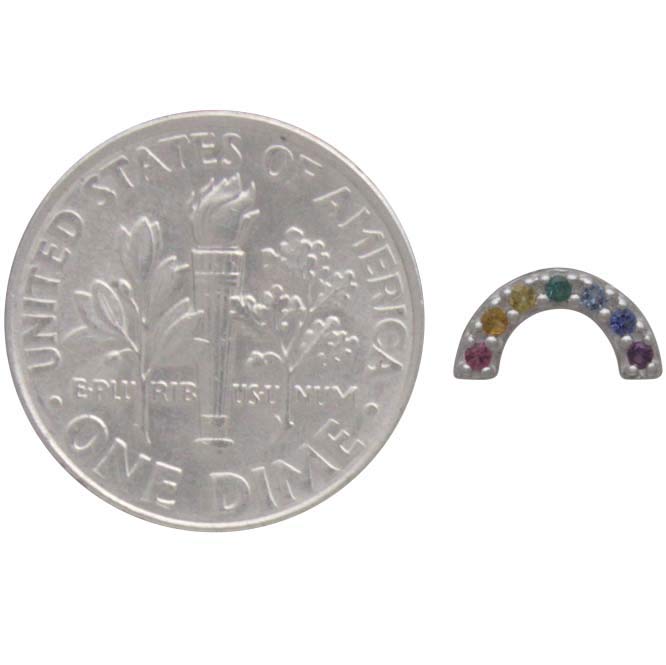  Sterling Silver Rainbow Post Earrings with Nano Gems 4x8mm