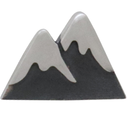  Sterling Silver Snow Cap Mountain Post Earrings 7x11mm