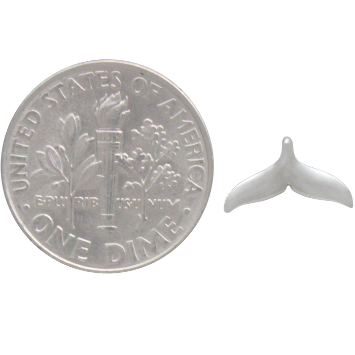 Sterling Silver Whale Tail Post Earrings 6x10mm