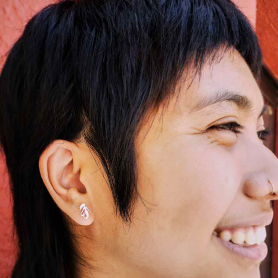  Sterling Silver Mermaid Post Earrings 10x6mm