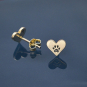  Sterling Silver Heart Post Earrings with Paw Print 7x8mm