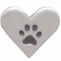  Sterling Silver Heart Post Earrings with Paw Print 7x8mm