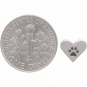  Sterling Silver Heart Post Earrings with Paw Print 7x8mm