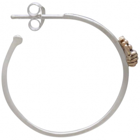  Sterling Silver Hoop Earring with Bronze Bee 30x27mm