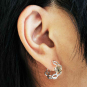 Silver Honeycomb Hoop Huggie Earring with Bronze Bee 17x15mm