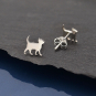  Sterling Silver Curious Kitten Post Earrings 8x9mm