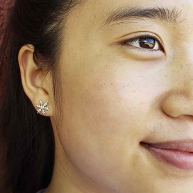  Sterling Silver Snowflake Post Earrings 11mm