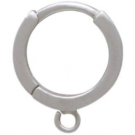  Sterling Silver Plain Huggie Hoops with Loop 14x11mm