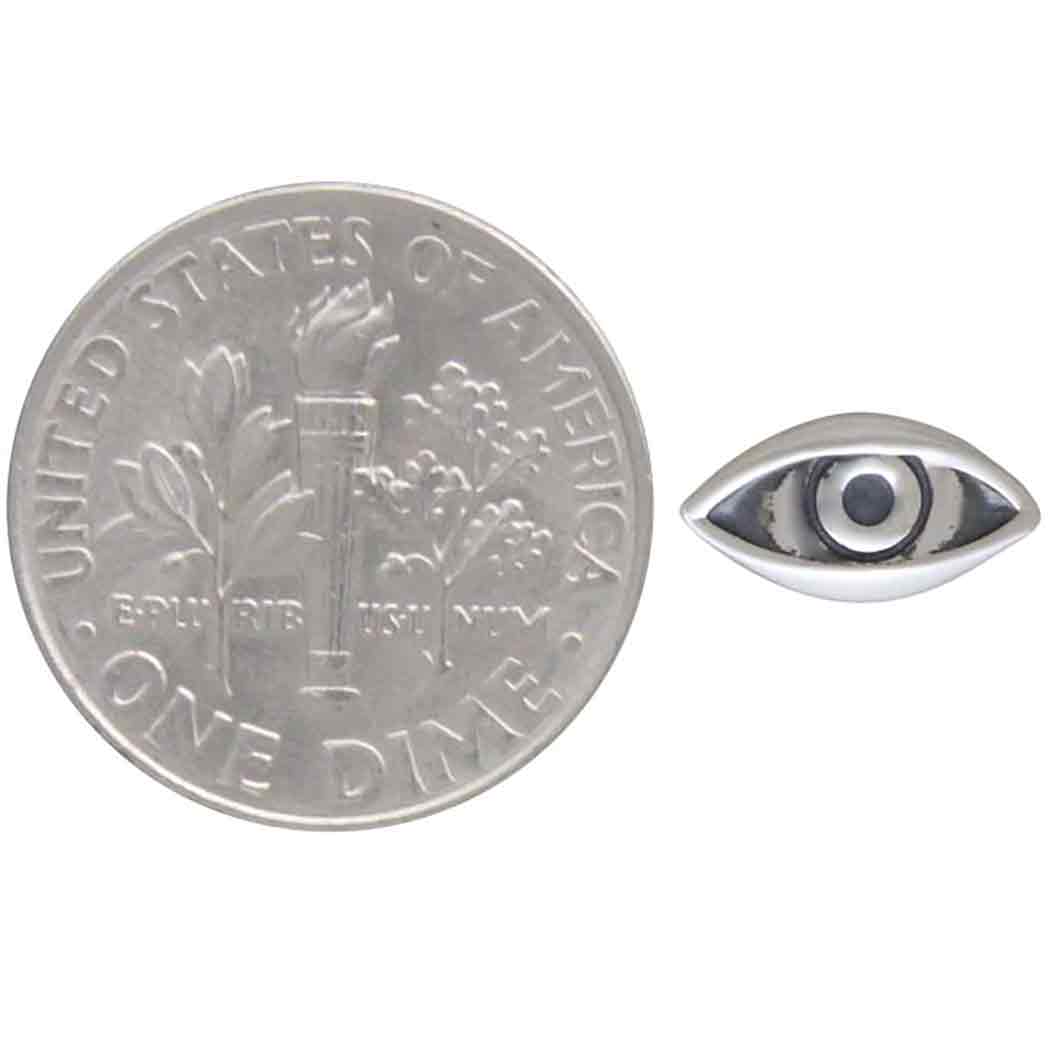 Sterling Silver Dimensional Eye Post Earrings 5x9mm