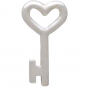 Sterling Silver Heart Key Post Earrings 12x7mm