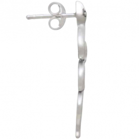 Sterling Silver Large Snake Post Earrings 28x12mm