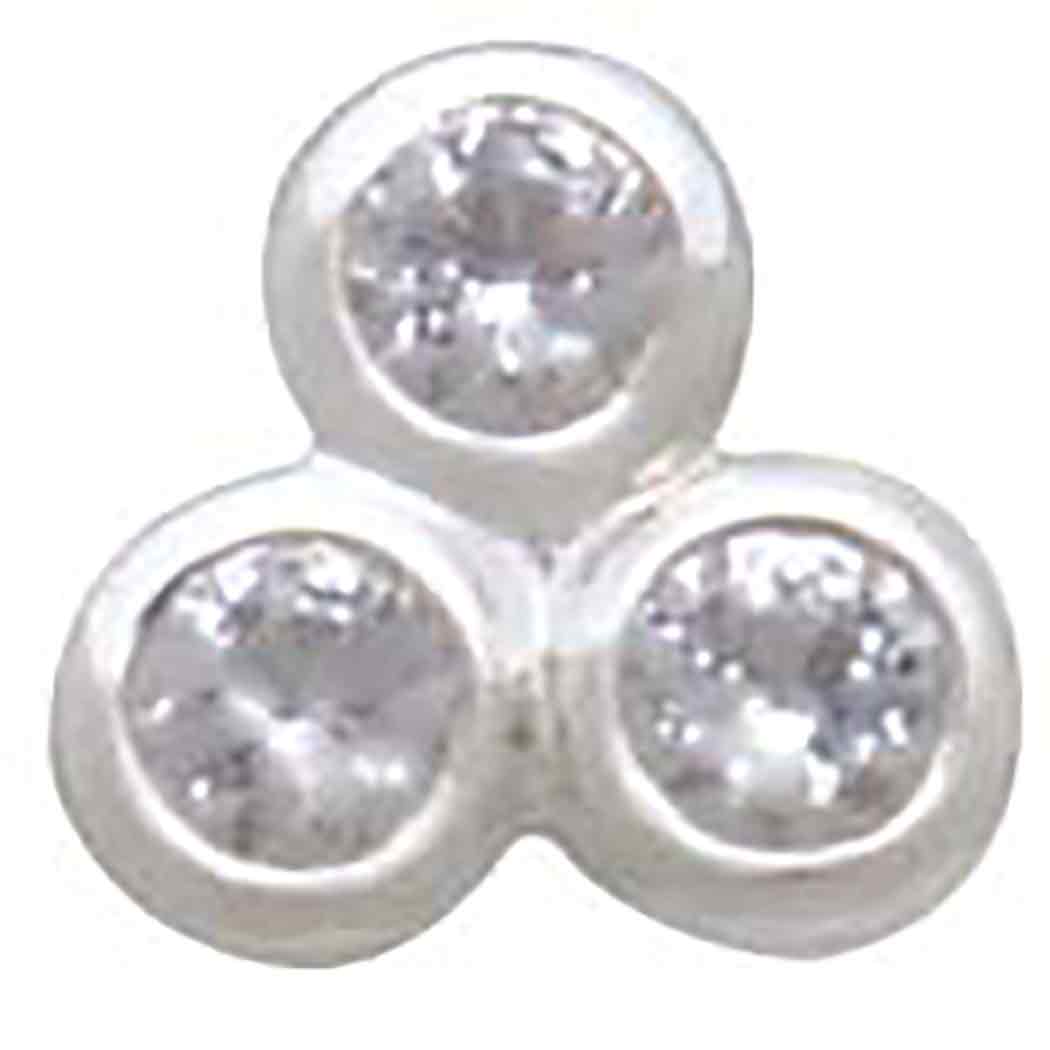 Sterling Silver Three Nano Gem Cluster Post Earrings 5x5mm