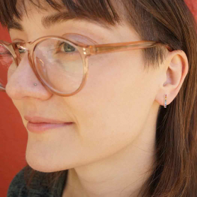 Sterling Silver Rainbow Bar Post Earrings 13x2mm