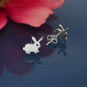 Sterling Silver Bunny Post Earrings 9x10mm