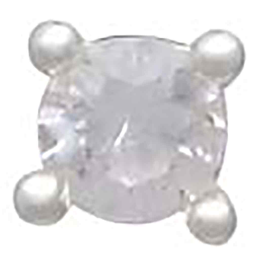 Sterling Silver Solitaire Post Earring with Nano Gem 3x3mm