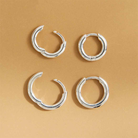 Sterling Silver Round Wire Huggie Hoop Earrings two sizes