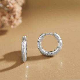 Sterling Silver Round Wire Huggie Hoops