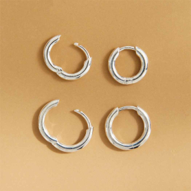 Sterling Silver Round Wire Huggie Hoop Earrings