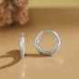 Sterling Silver Round Wire Huggie Hoops 13mm