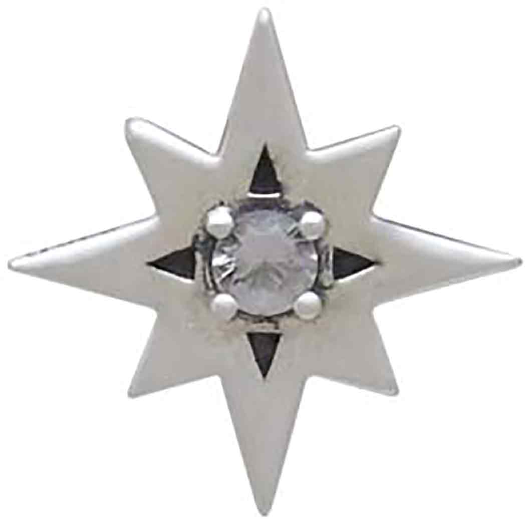 Sterling Silver Star Post Earrings with Nanogem Center 11x11