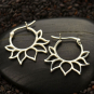  Sterling Silver Hoop Earrings - Lotus Petal Design 22x21mm