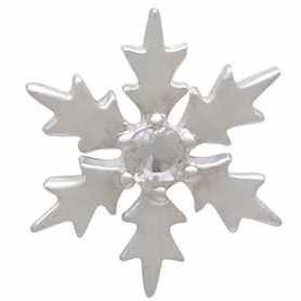 Sterling Silver Snowflake Post Earrings with Nanogem 11x11mm