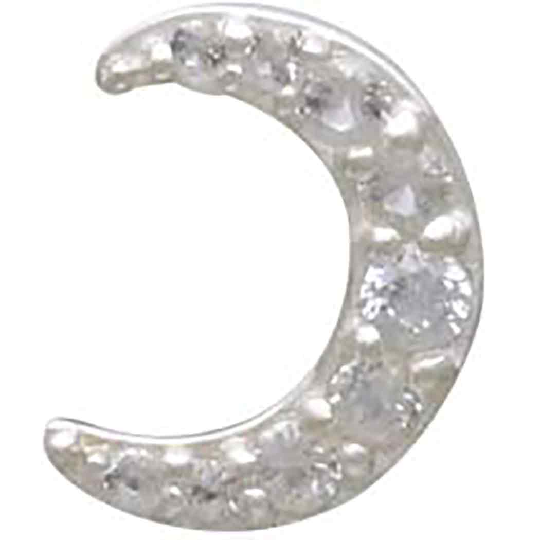 Silver Clear Nanogem Crescent Moon Post Earrings 8x7mm
