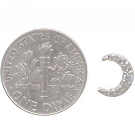 Silver Clear Nanogem Crescent Moon Post Earrings 8x7mm
