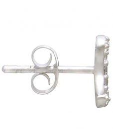 Silver Clear Nanogem Crescent Moon Post Earrings 8x7mm