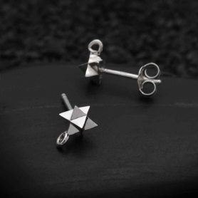 Silver Merkaba Post Earring with Loop 8x5mm DISCONTINUED