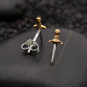 Mixed Metal Mini Dagger Post Earrings 11x4mm