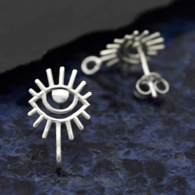 Silver Eye Post Earring with Loop 16x10mm DISCONTINUED