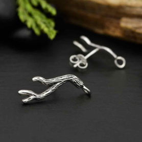 Silver Branch post Earrings with Loop 18x15mm DISCONTINUED