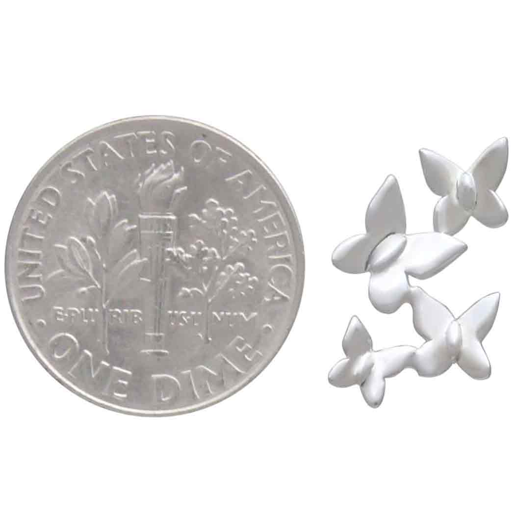 Sterling Silver Butterfly Cluster Post Earrings 17x11mm