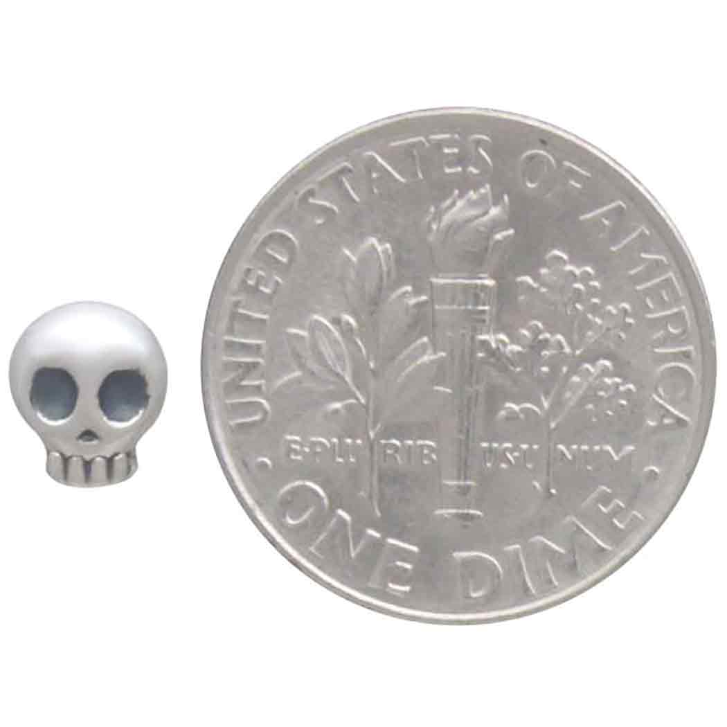 Sterling Silver Mini Skull Post Earrings 6x5mm