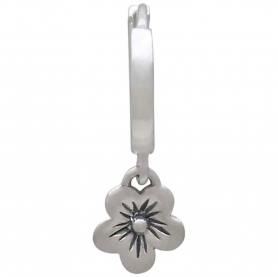 Sterling Silver Huggie Hoop with Cherry Blossoms 21x11mm