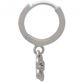 Sterling Silver Huggie Hoop with Cherry Blossoms 21x11mm