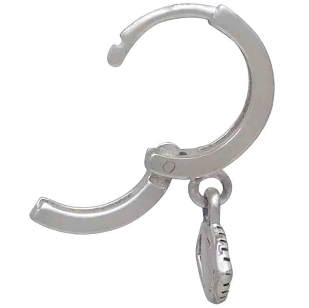  Silver Huggie Hoop Earring with All Seeing Eye 19x11mm
