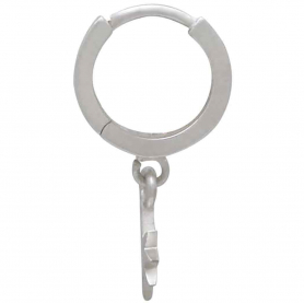 Sterling Silver Huggie Hoop Earrings with North Star 21x11mm