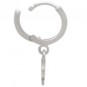 Sterling Silver Huggie Hoop Earrings with North Star 21x11mm