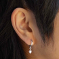 Sterling Silver Huggie Hoop Earrings with North Star 21x11mm