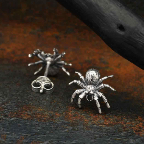 Sterling Silver Spider Post Earrings 11x12mm