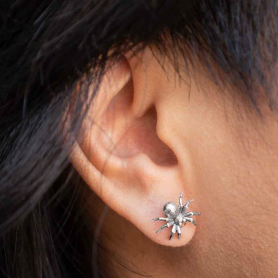 Sterling Silver Spider Post Earrings 11x12mm