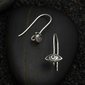 Sterling Silver Eye Hook Earrings with Loop 21x10mm