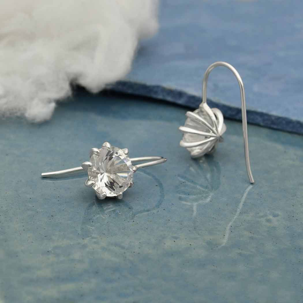 Sterling Silver 9mm Nanogem Earrings with Prong Setting