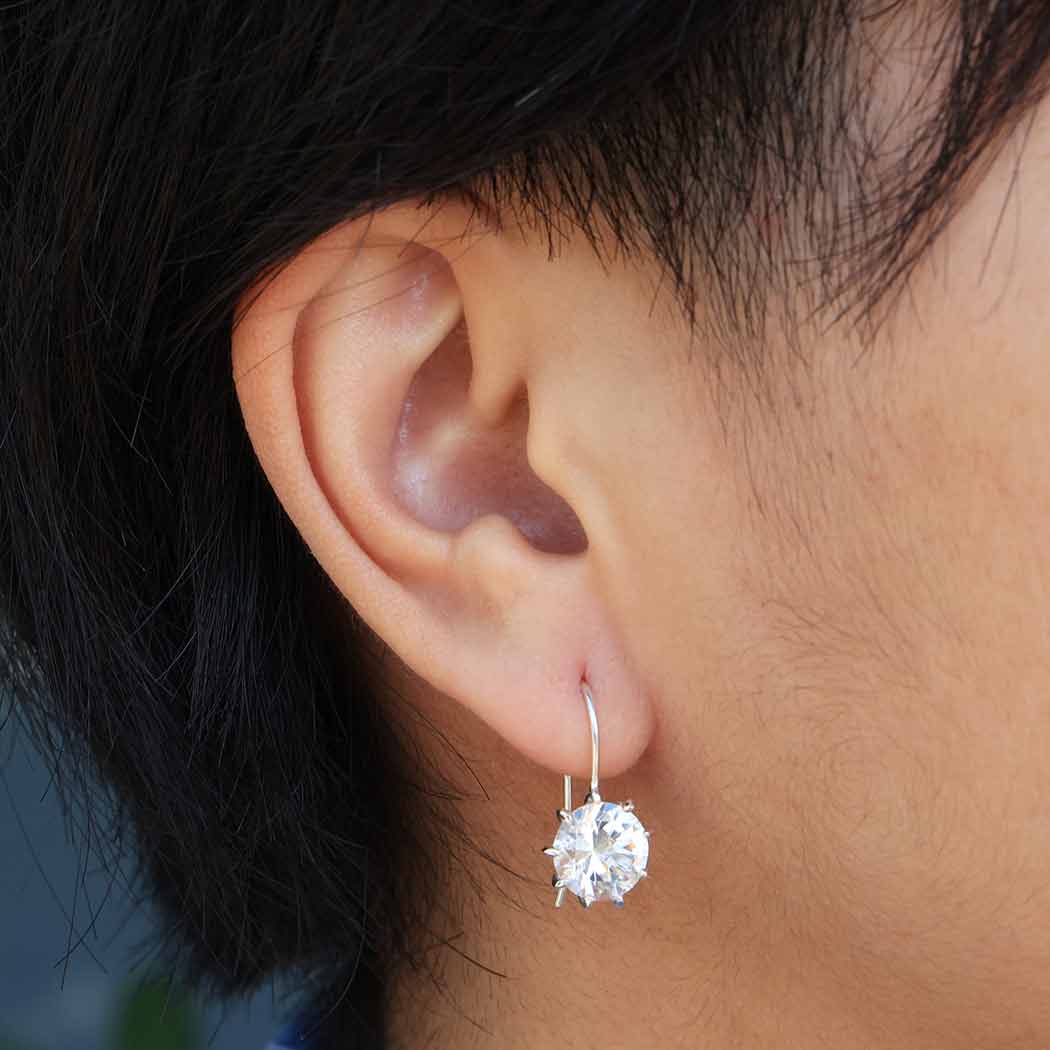 Sterling Silver 9mm Nanogem Earrings with Prong Setting