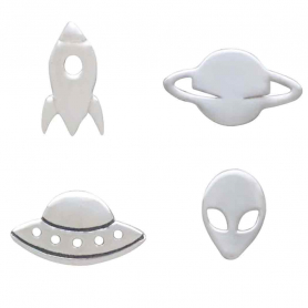 Sterling Silver 4 Mismatched Alien Invasion Post Earring SetSterling Silver 4 Mismatched Alien Invasion Post Earring Set