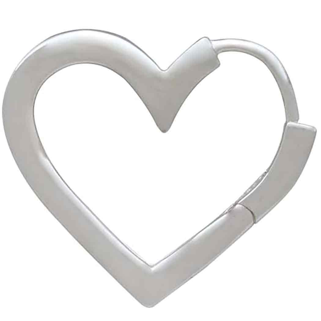Sterling Silver Heart Huggie Hoop Earrings 17x19mm