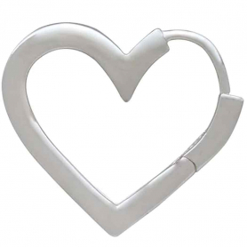  Sterling Silver Heart Huggie Hoop Earrings 17x19mm