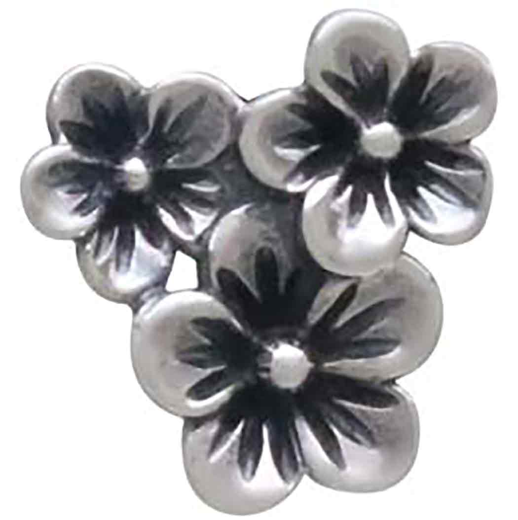 Sterling Silver Triple Cherry Blossom Post Earrings 10x9mm
